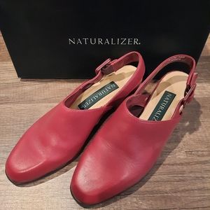 Red naturalizer sling back heels